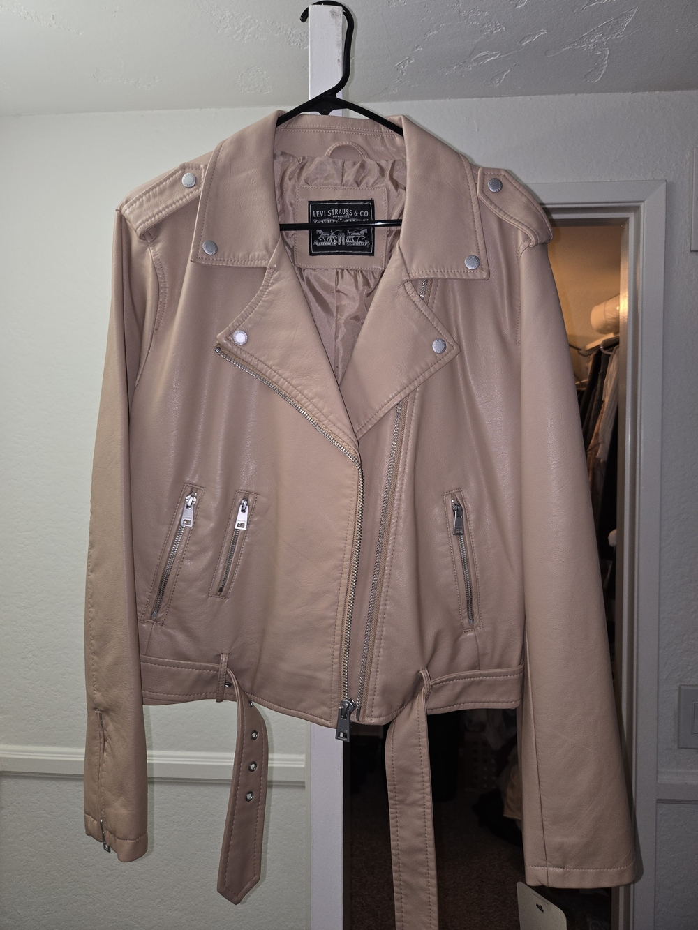 Levi's Women's Blush Pink Leather Moto Jacket